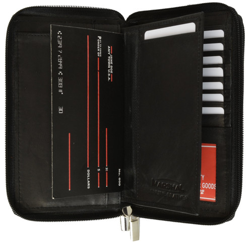 Black women leather checkbook - black,
